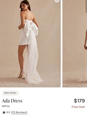 Birdy Grey Ada Dress in White with Dramatic Bow and Train